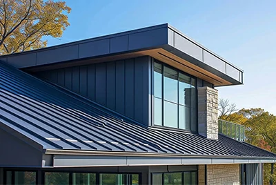 Фасад здания и гофрированные листы