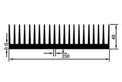 профиль радиатора 250 мм × 40 мм