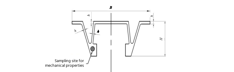 Принципиальная схема формы поперечного сечения государственного профиля алюминиевого сплава 2А12 Т3511