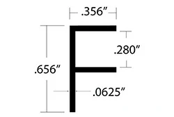 F-образный швеллер .656″ x .356″ для материала 1/4″
