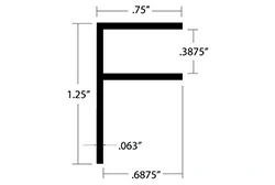 F-образный швеллер 1-1/4″ X 3/4″ для материала .3875″
