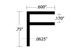 F-образный швеллер .750″ X .600″ для материала .170″
