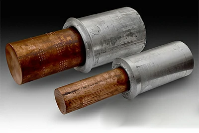 Крупные и средние медно-алюминиевые компоненты, сваренные трением.