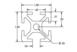 Алюминиевый профиль 1 x 1 .26