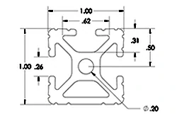 Рифленый алюминиевый профиль 1 x 1 .26