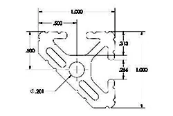 Монослотовый алюминиевый профиль 1 x 1 .26