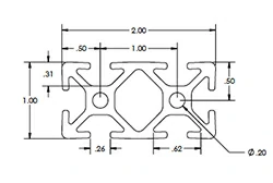 Алюминиевый профиль 1 x 2 .26