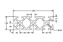Алюминиевый профиль 1 x 3 .26