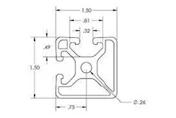 Алюминиевый профиль (экструзия) 1.5 x 1.5 .32