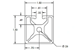 Алюминиевый профиль (экструзия) 1.5 x 1.5 .32