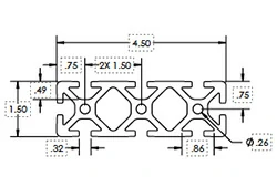 Алюминиевый профиль (экструзия) 1.5 x 4.5 .32