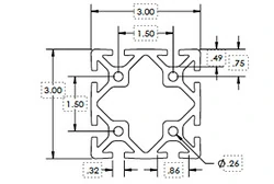 Алюминиевый профиль (экструзия) 3 x 3 .32