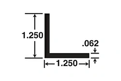1-1/4in x 1-1/4in x 1/16in Thick