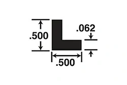 1/2in x 1/2in x 1/16in Thick