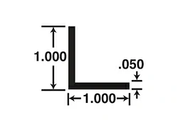 1 дюйм x 1 дюйм толщиной 3/64 дюйма (0, 050 дюйма)